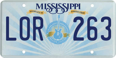 MS license plate LOR263