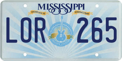 MS license plate LOR265
