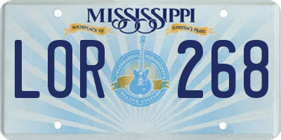MS license plate LOR268