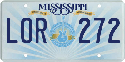 MS license plate LOR272