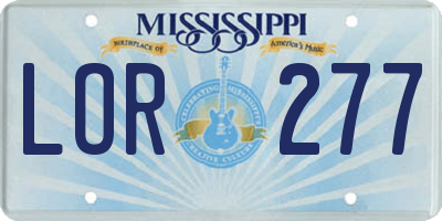 MS license plate LOR277