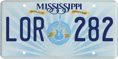 MS license plate LOR282
