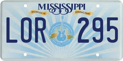 MS license plate LOR295