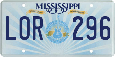MS license plate LOR296