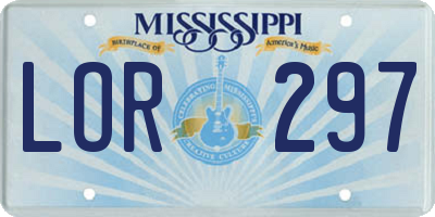MS license plate LOR297