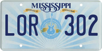 MS license plate LOR302