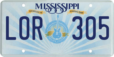 MS license plate LOR305
