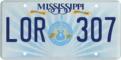 MS license plate LOR307