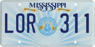 MS license plate LOR311