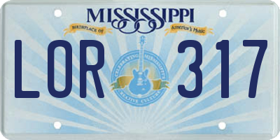 MS license plate LOR317