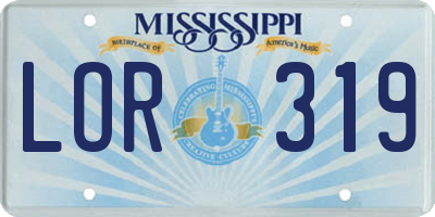 MS license plate LOR319