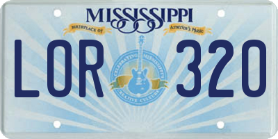 MS license plate LOR320
