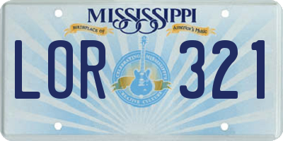 MS license plate LOR321