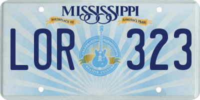 MS license plate LOR323