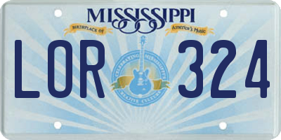 MS license plate LOR324
