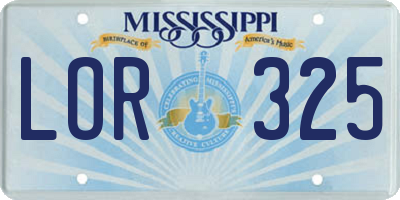 MS license plate LOR325
