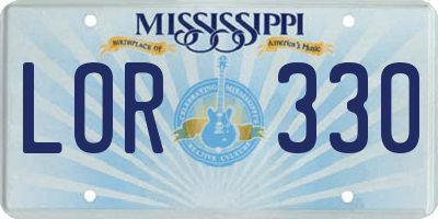 MS license plate LOR330
