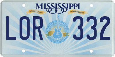 MS license plate LOR332