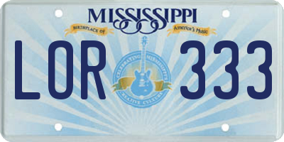 MS license plate LOR333