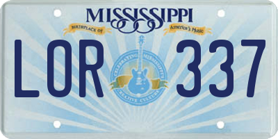 MS license plate LOR337