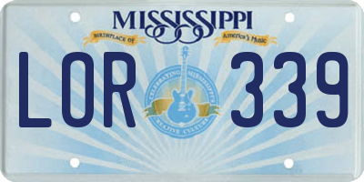 MS license plate LOR339