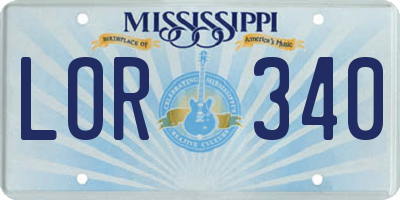MS license plate LOR340