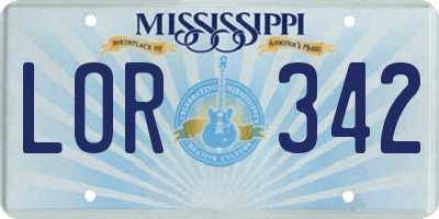 MS license plate LOR342