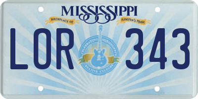 MS license plate LOR343