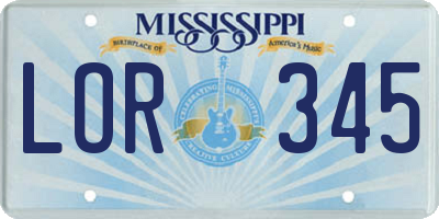 MS license plate LOR345