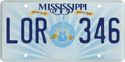 MS license plate LOR346