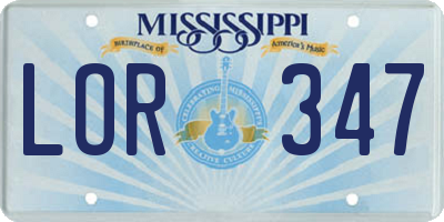 MS license plate LOR347
