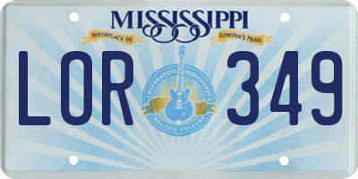 MS license plate LOR349
