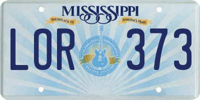 MS license plate LOR373