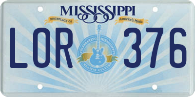 MS license plate LOR376