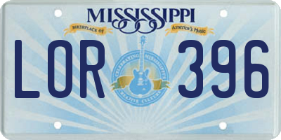 MS license plate LOR396