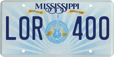 MS license plate LOR400