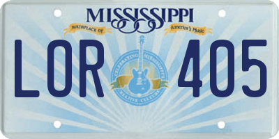 MS license plate LOR405