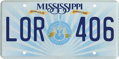 MS license plate LOR406