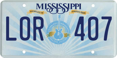 MS license plate LOR407