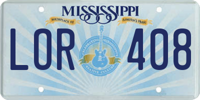 MS license plate LOR408