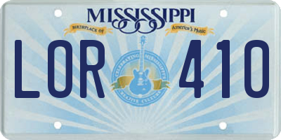 MS license plate LOR410
