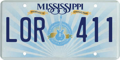 MS license plate LOR411