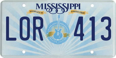 MS license plate LOR413