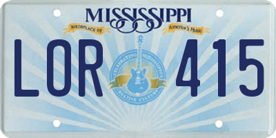 MS license plate LOR415