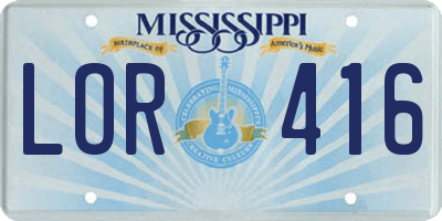 MS license plate LOR416