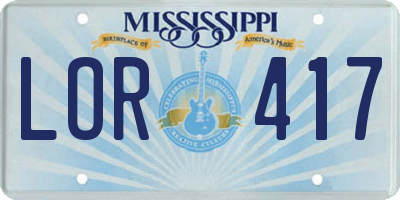 MS license plate LOR417
