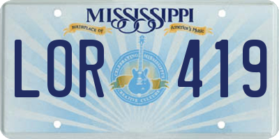 MS license plate LOR419
