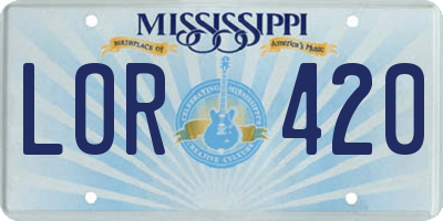 MS license plate LOR420