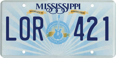 MS license plate LOR421