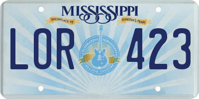 MS license plate LOR423